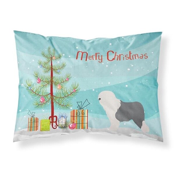 Carolines Treasures Carolines Treasures BB8456PILLOWCASE Old English Sheepdog Bobtail Christmas Fabric Standard Pillowcase BB8456PILLOWCASE - main